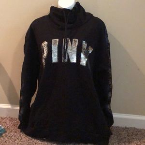 Pink bling Funnel neck